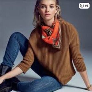 NWT CAbi #3364 Luna pullover Brown Ribbed Crew Neck Sweater